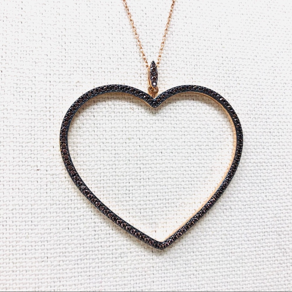 Rose gold sterling silver crystal heart 💖 pendant necklace, NWOT - Picture 8 of 15